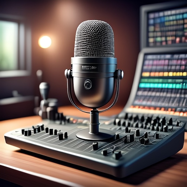 Studio Microphone and Mixing Desk